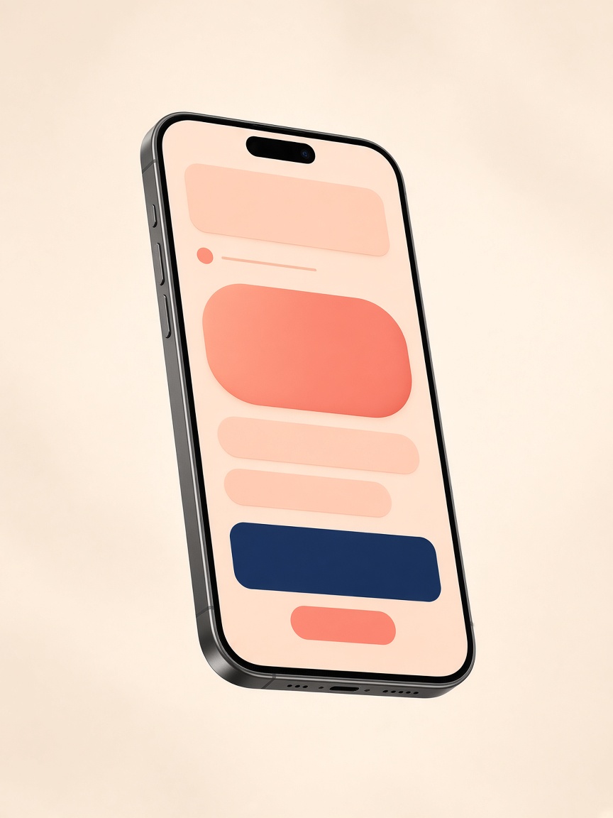A phone showing a soft abstract checkout screen